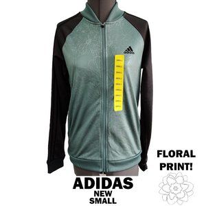 NEW ADIDAS Bomber Jacket Teal Floral Print Small
